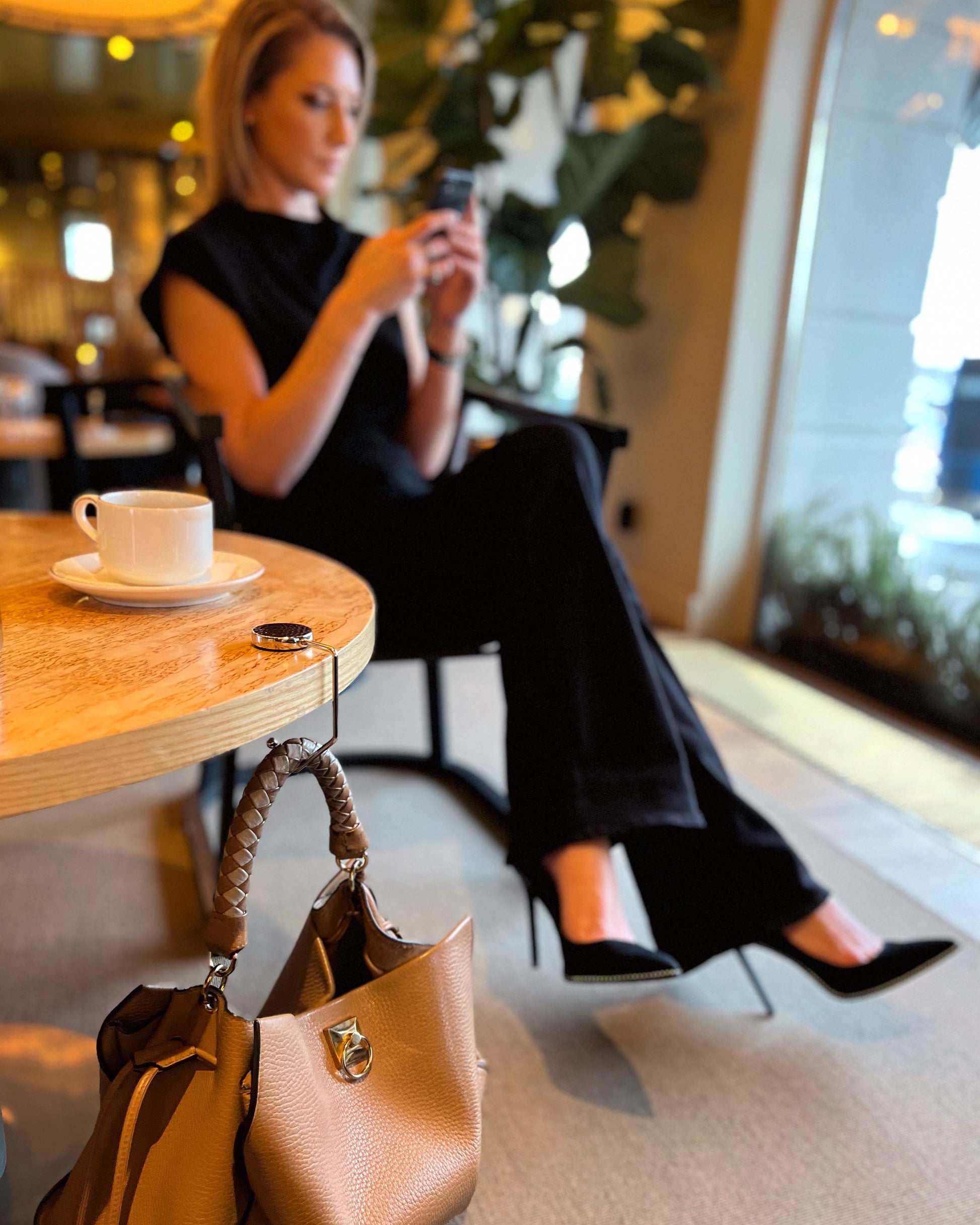 Premium bag hook combining function with timeless design